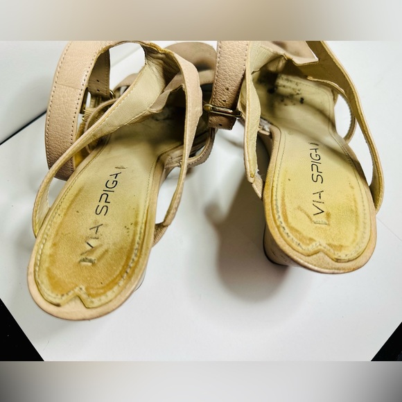 Via Spiga Wedge Sandal Nude Strappy Leather Heels SZ 7.5 EUC - Picture 10 of 13